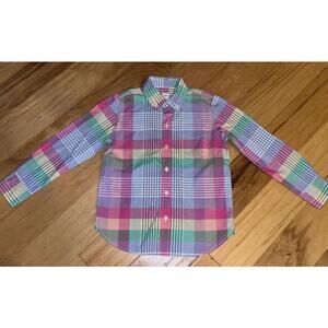 GAP KIDS BOYS PASTEL CHECKERED BUTTON DOWN SHIRT SIZE 6-7 EXCELLENT COND LD1